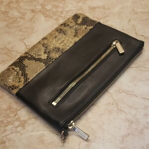 Daniee Snake Print and Black Leather Clutch